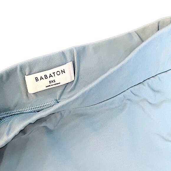 2XS Babaton Pencil Skirt Knee Length Pull On Stretch Knit Light Blue - Picture 2 of 2